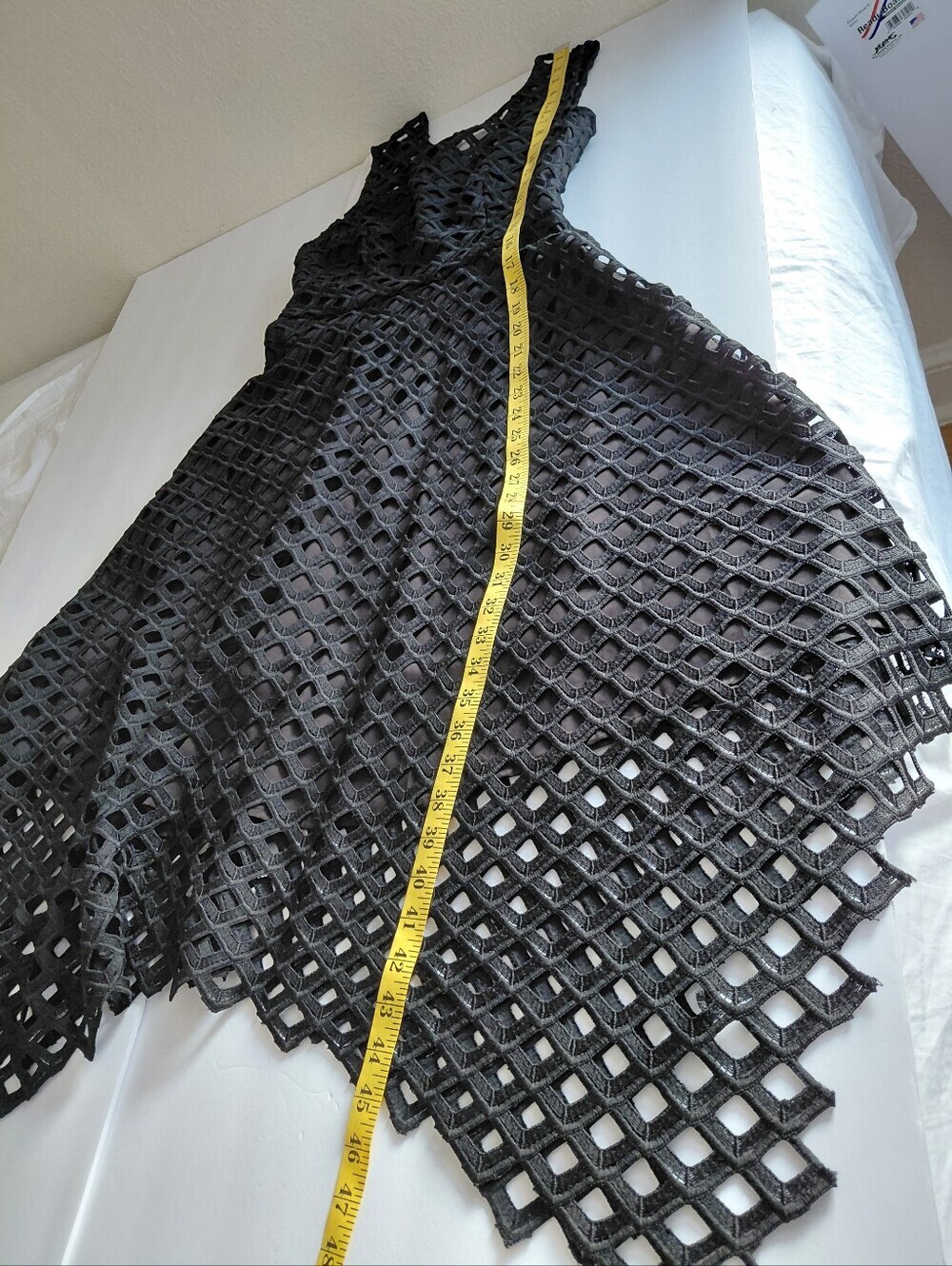 Milly Annemarie Lattice- Women's 6 Black Embroidered Handkerchief Dress NWT - Picture 13 of 15